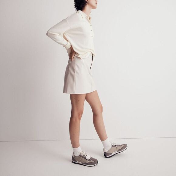 NWT Madewell Faux Leather Cream Mini Skirt Women's Size 30 - Picture 4 of 6